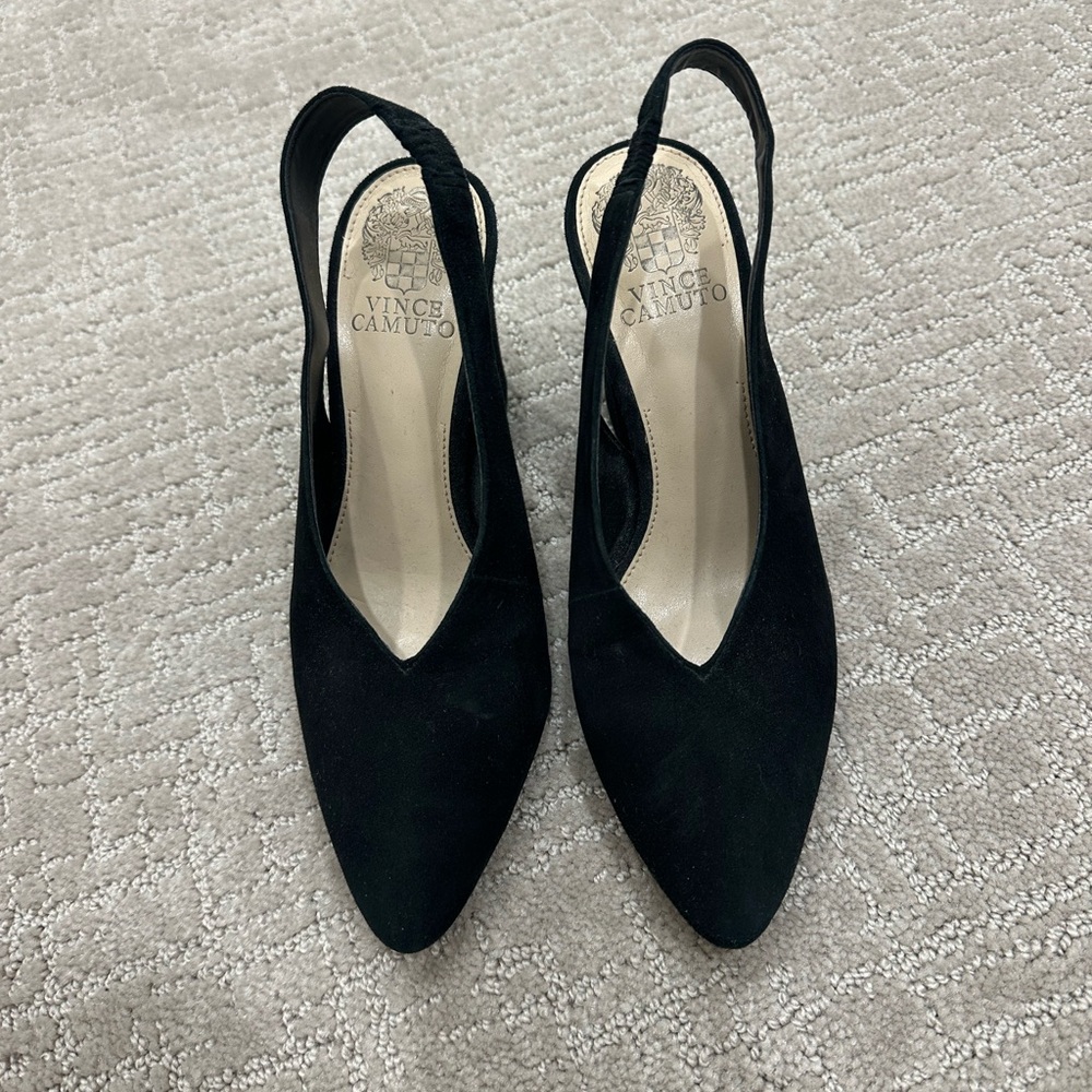 Vince Camuto Black Suede Slingback Heels Size 6
